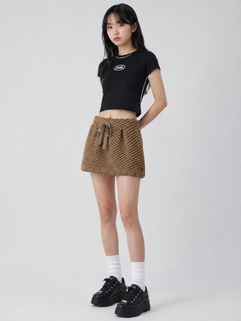 X-Girl Japanese Fashion Mini Skirt Size 1 (Small) Tan